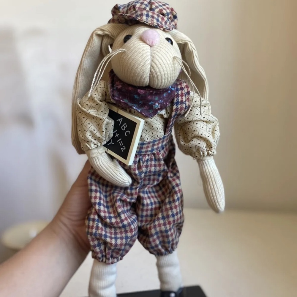 ABC Bunny Rabbit Rag Doll Plush Floral Jumpsuit 16"Stuffed Animal